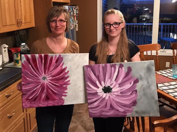 Mom and I painted these flowers at Paint Nite.